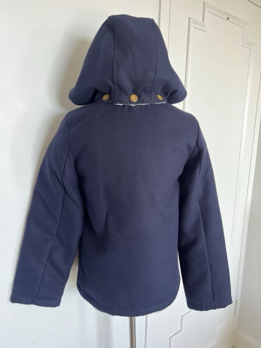 Oshkosh B'Gosh Youth Child Sz 12 Toggle Jacket Removable Hood Navy Blue Sherpa